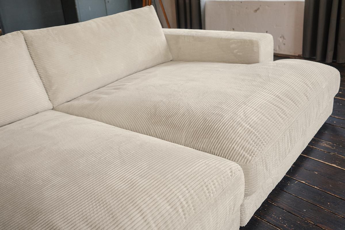 BIG SOFA-SET 6-TLG MADELINE Cremeweiß Cord - Creme/Schwarz, Kunststoff/Textil (290/85/170cm) - KAWOLA