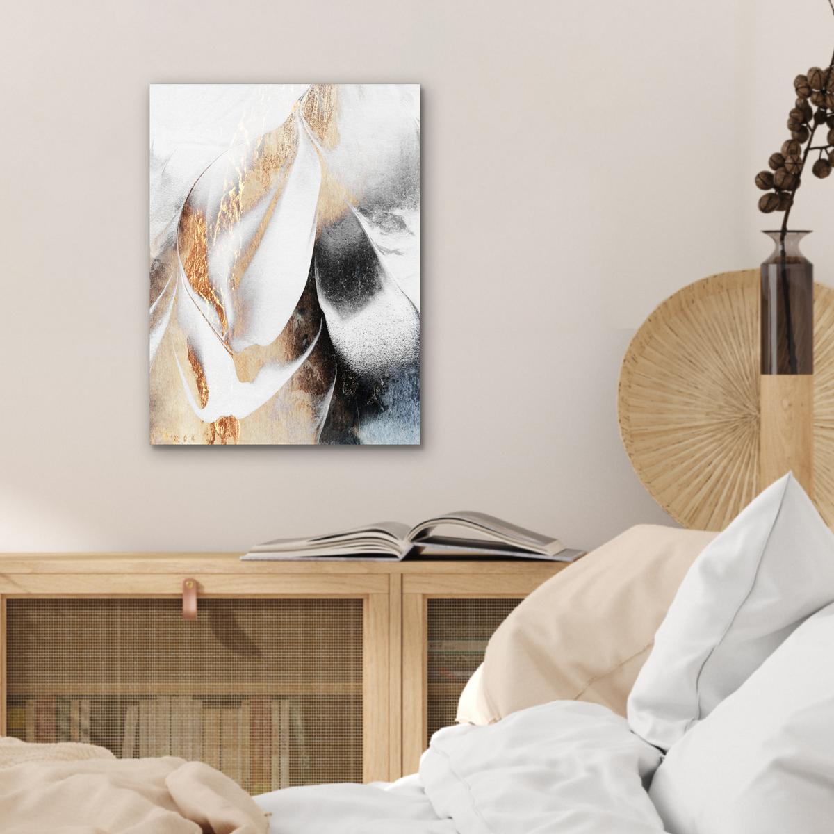 METALLBILD Luxus - Abstrakt - Gold - Weiß 30x40 cm - Goldfarben, Metall (30/40cm) - MuchoWow