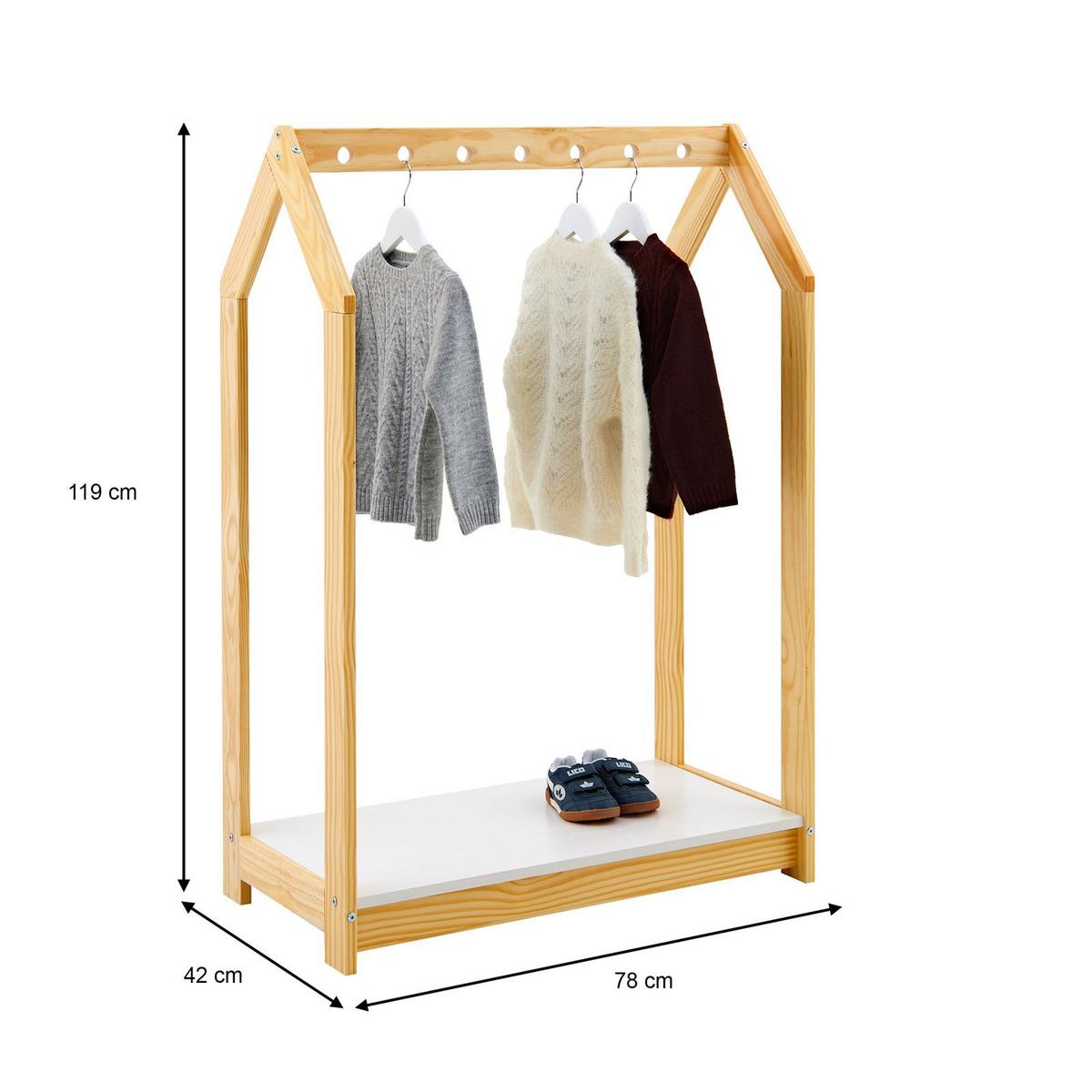 KINDERKLEIDERSTÄNDER SALLY - Naturfarben/Weiß, Holz (78/118/42cm) - IDIMEX