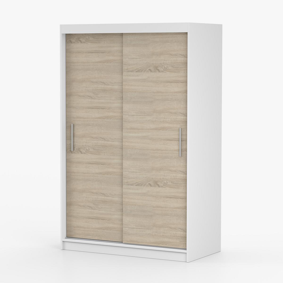 SCHWEBETÜRENSCHRANK Neomi 04 ohne Spiegel Weiß/Sonoma Eiche 120 cm - Alufarben/Weiß, Holzwerkstoff/Kunststoff (120/200/61cm) - imoebel24