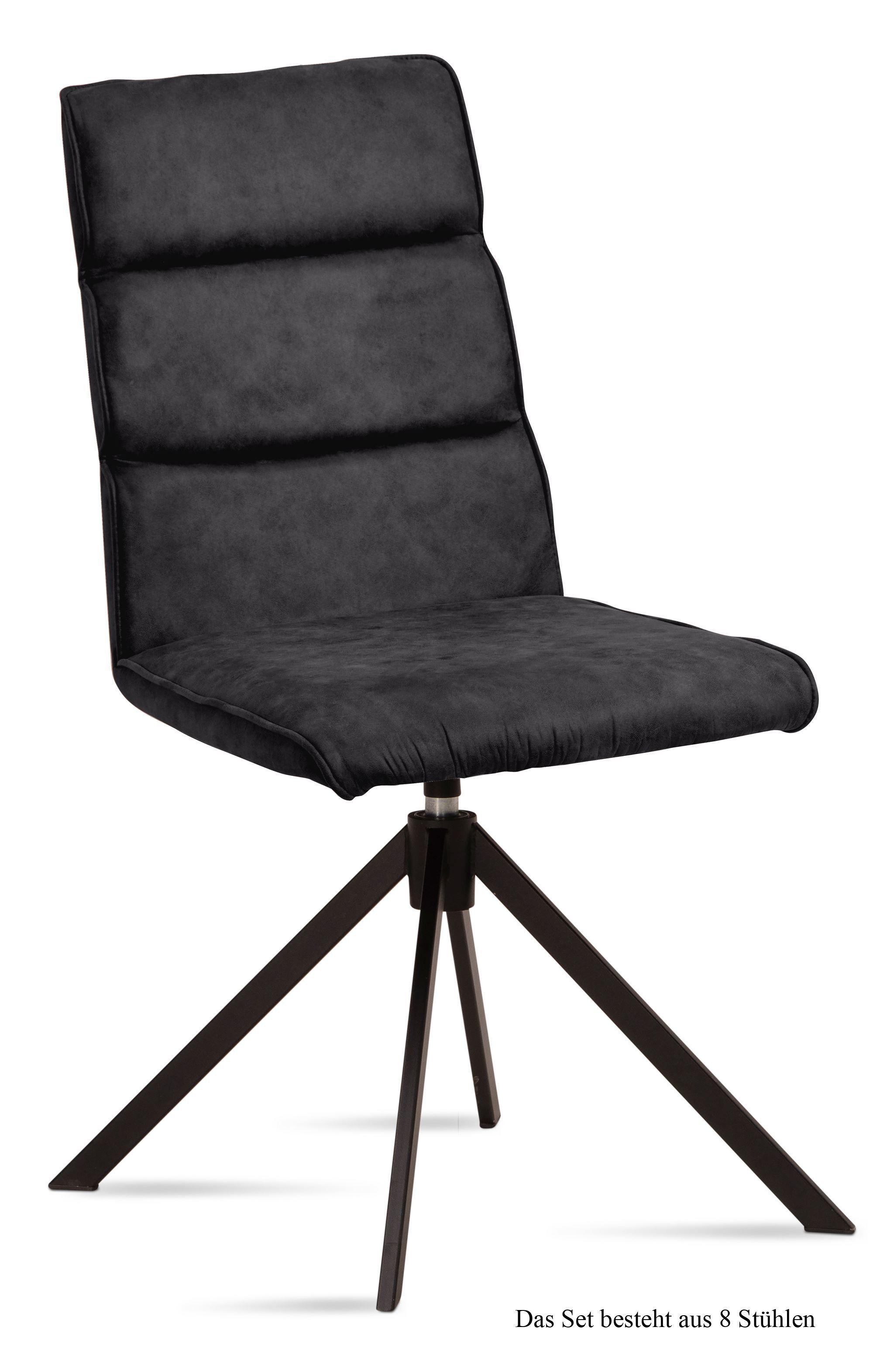 ESSZIMMERSTUHL drehbar (8er-Set) Deedea 47x92x60 Schwarz/Anthrazit - Anthrazit/Schwarz, Kunststoff (60/92/47cm) - 58aufmkessel