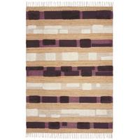 JUTETEPPICH handgewebt mit Fransen WHARFE, im Patchwork-Stil, Natur-Lila, 120 x 170 cm - Lila, Textil (170/120cm) - KADIMA DESIGN