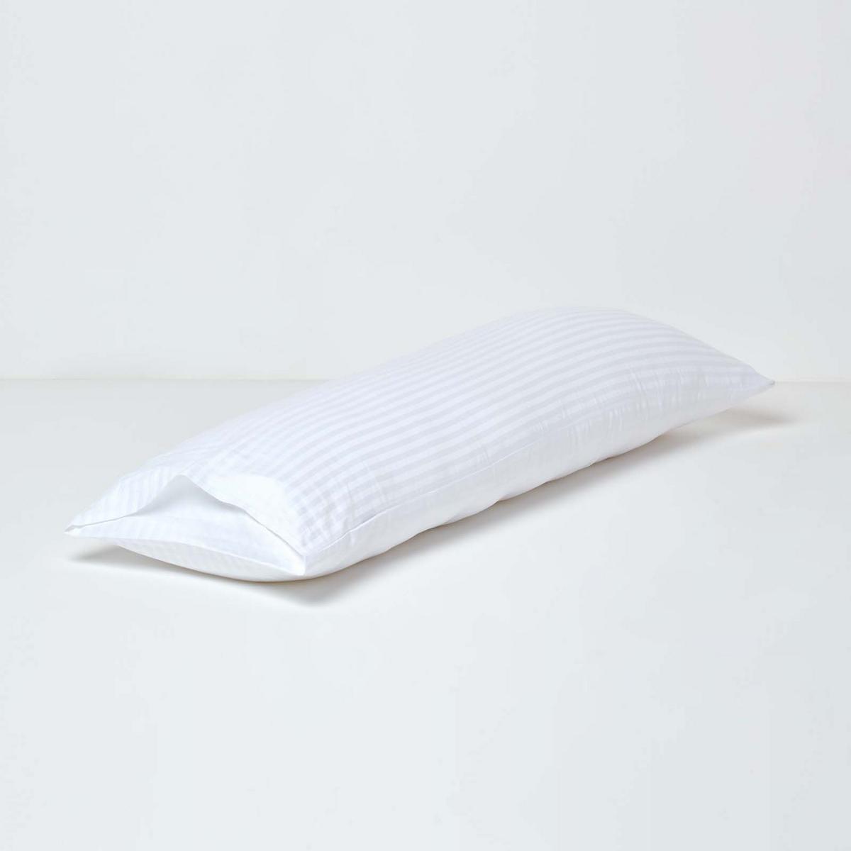 SEITENSCHLÄFERKISSENBEZUG Damast-Streifen, 48/136 cm - Weiß, Textil (50/140cm) - Homescapes