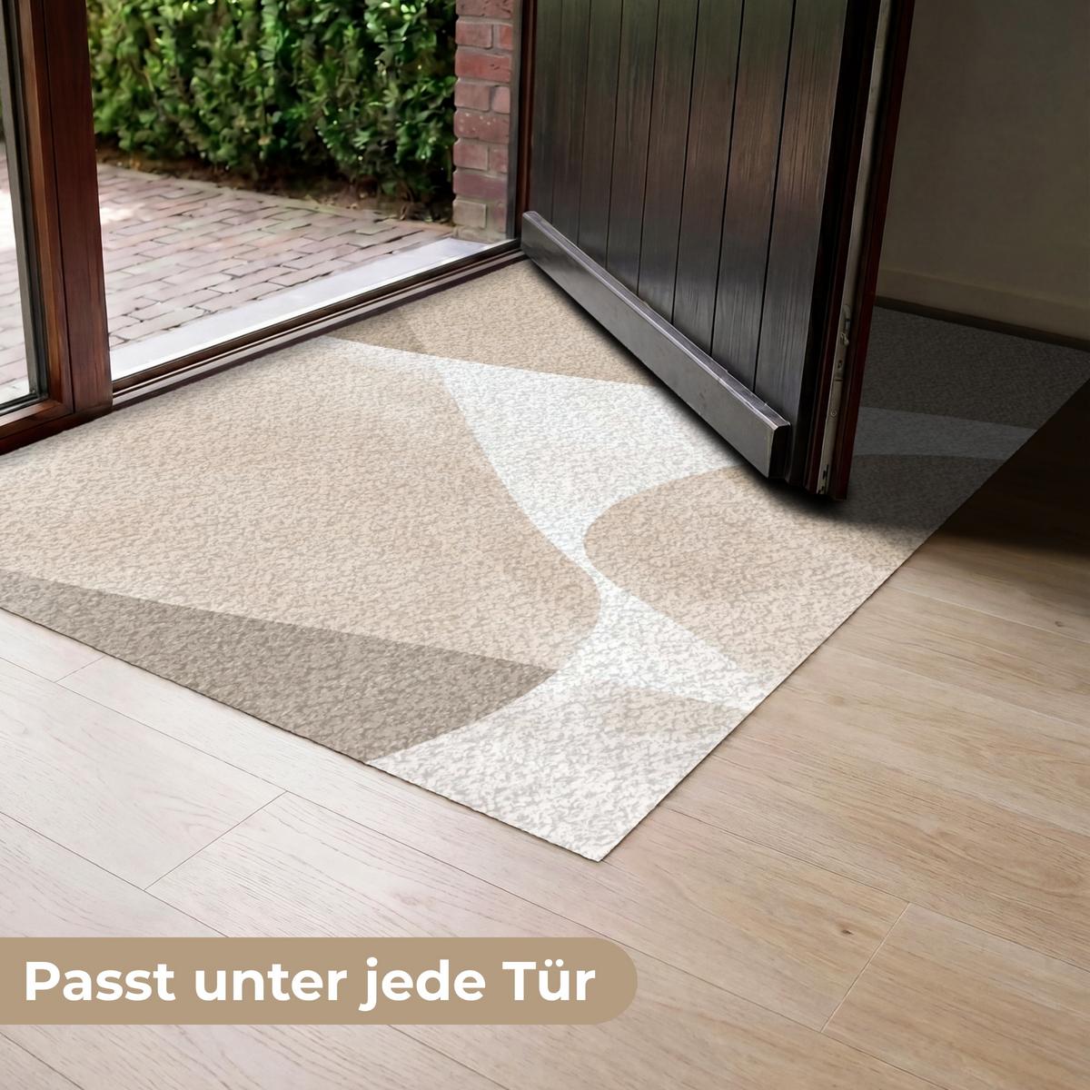FUSSMATTE Glatte Oberflächen - Harmonisch - Wellenförmig Schmutzfangmatte 120x80 cm - Beige, Kunststoff (120/0.4cm) - MuchoWow