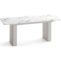 ESSTISCH Riven rechteckig ausziehbar verlängerbar mit Butterfly-Auszug, Marmor Weiß 180-276/90/76 cm - Ecru/Kaschmir, Holzwerkstoff/Metall (90/276/76cm) - WFL GROUP