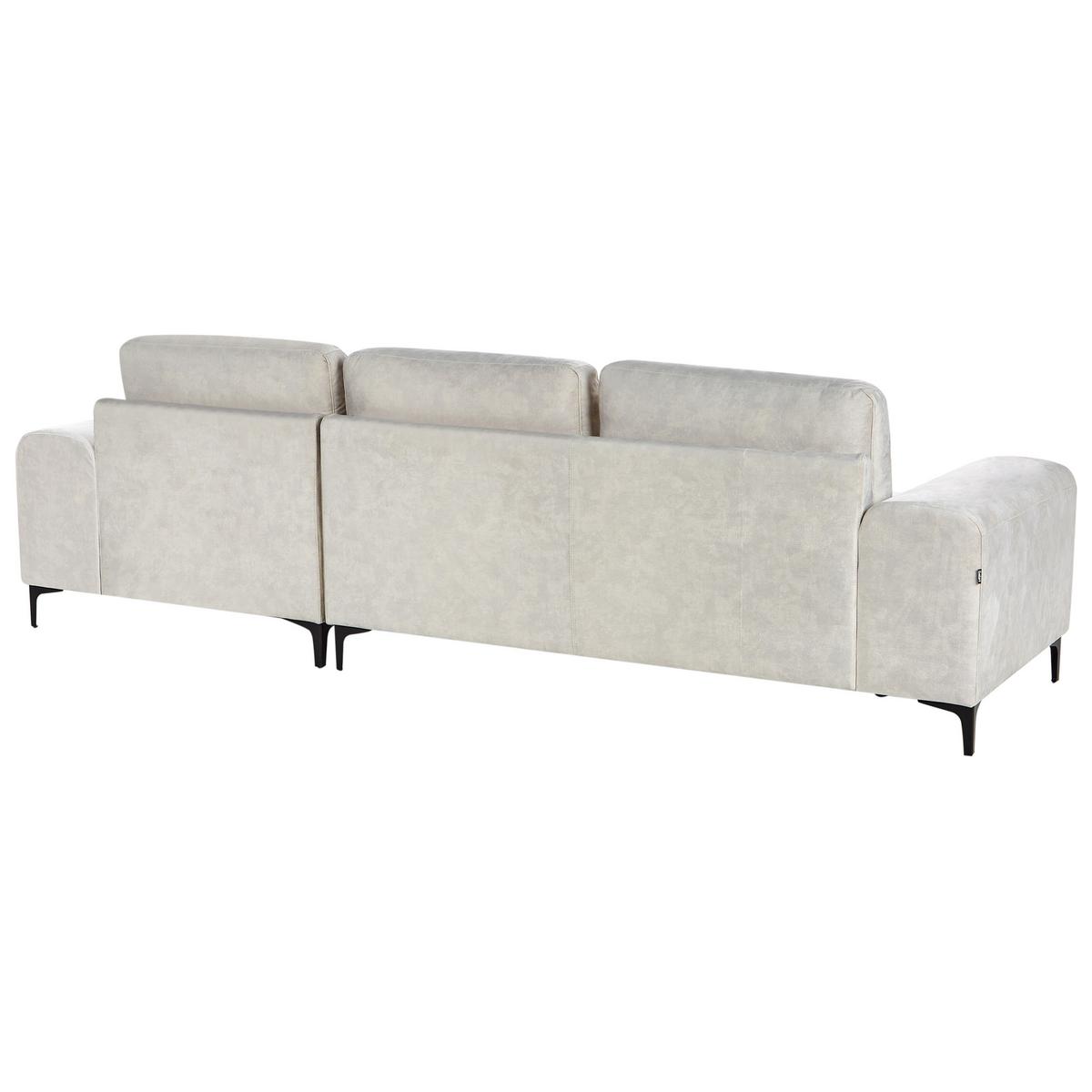 ECKSOFA 4-Sitzer Samtstoff Hellbeige linksseitig Kiruna - Beige/Schwarz, Textil (290/148cm) - Beliani