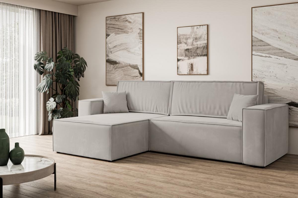 ECKSOFA mit Schlaffunktion und Bettkasten CELTIC-XL - 277x143x83 cm Hellbraun Velours - Hellbraun/Schwarz, Holzwerkstoff/Kunststoff (277/143cm) - ALTDECOR