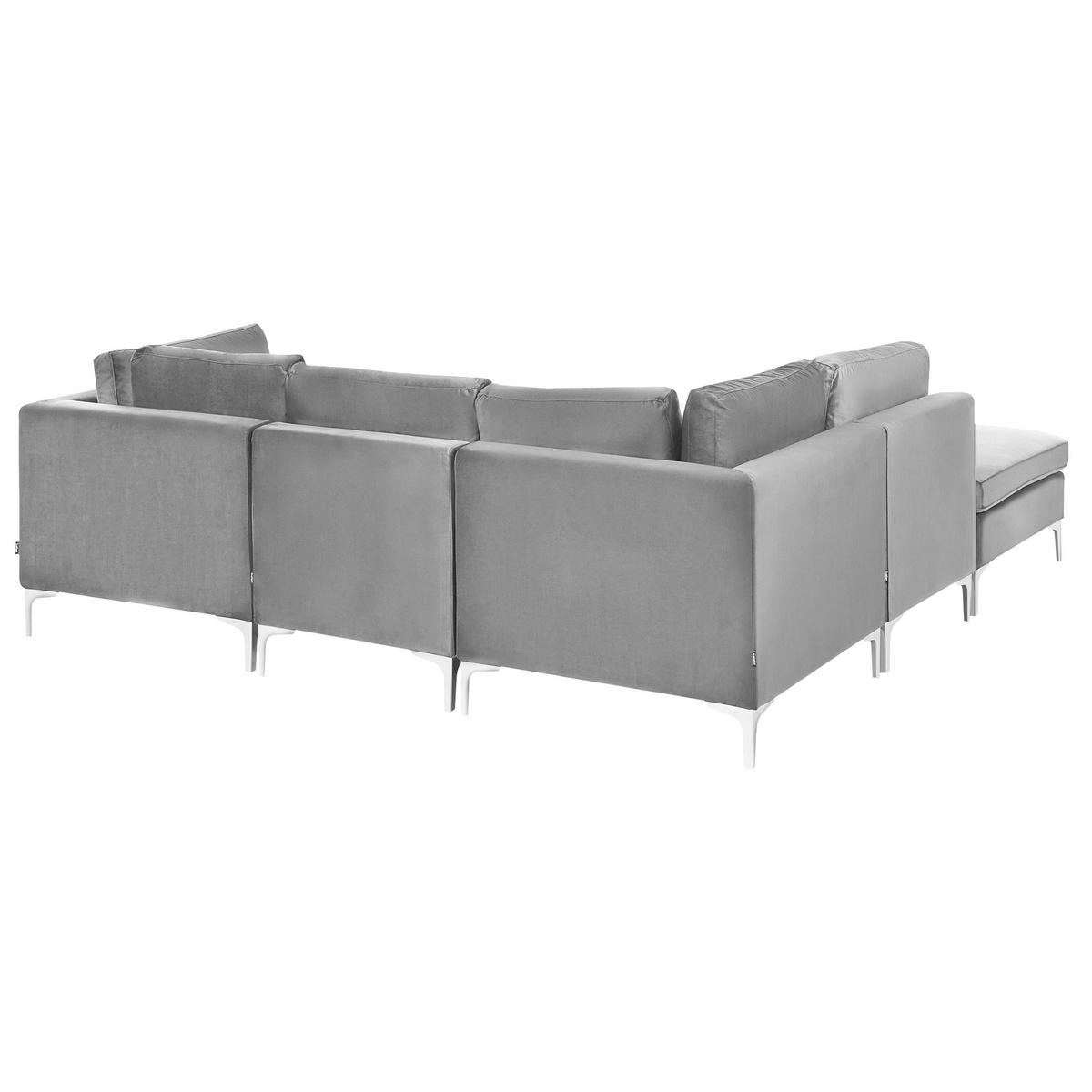 ECKSOFA Modul 4-Sitzer rechtsseitig Grau Samtstoff mit Ottomane Evja - Dunkelgrau, Textil (235/150cm) - Beliani