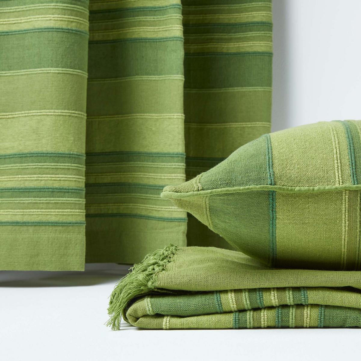 WOHNDECKE Morocco 150/200 cm, 100% Baumwolle gestreift - Grün, Textil (150/200cm) - Homescapes