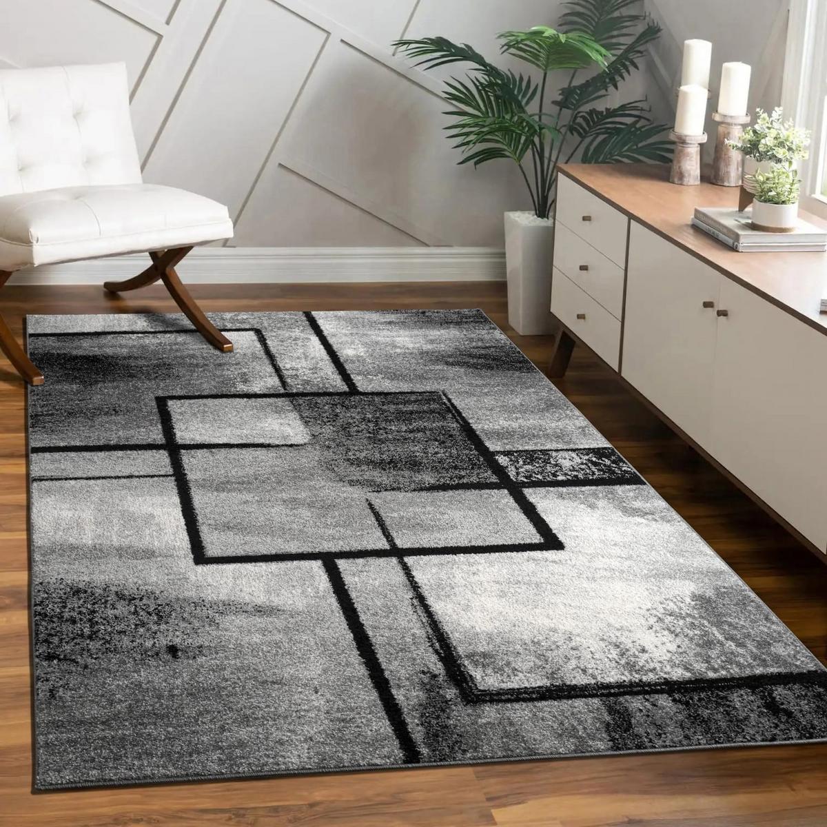 KURZFLORTEPPICH, geometrisch, Dunkelgrau, 140 x 200 cm - Dunkelgrau, Textil (140/200cm) - KADIMA DESIGN