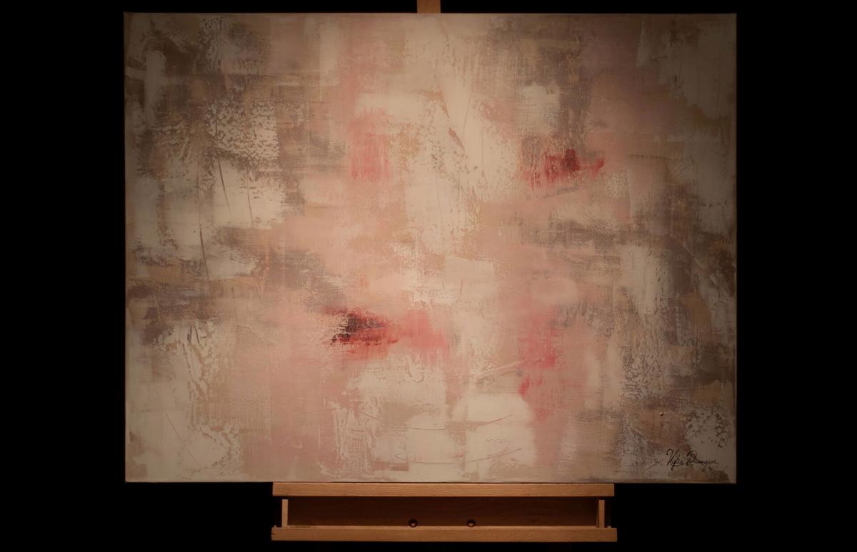 ACRYLBILD HANDGEMALT 100/75 cm - Pink, Holz/Textil (100/75cm) - KUNSTLOFT