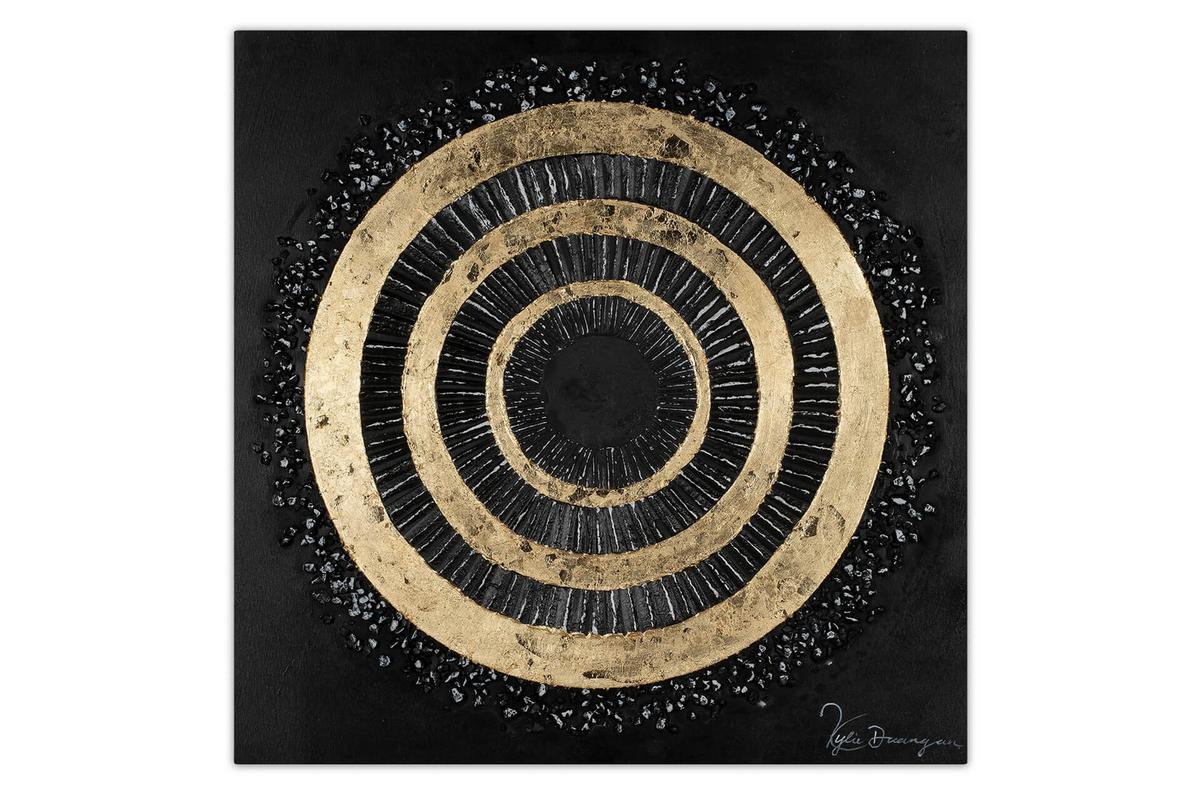 ACRYLBILD HANDGEMALT 60/60 cm - Goldfarben/Schwarz, Holz/Textil (60/60cm) - KUNSTLOFT