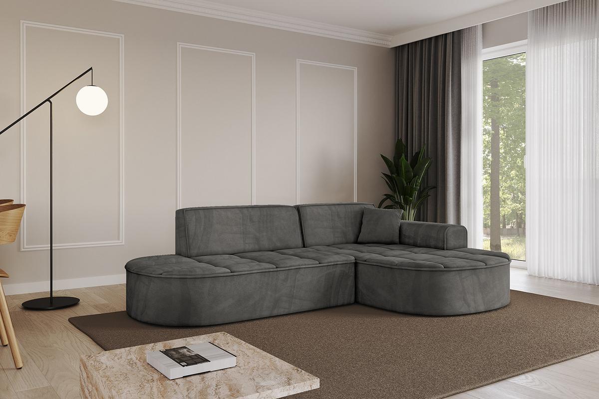 ECKSOFA Ottomane Rechts TARO-L1 - 243x171x79,5 cm Dunkelgrau - Dunkelgrau, Holzwerkstoff/Textil (243/171cm) - ALTDECOR