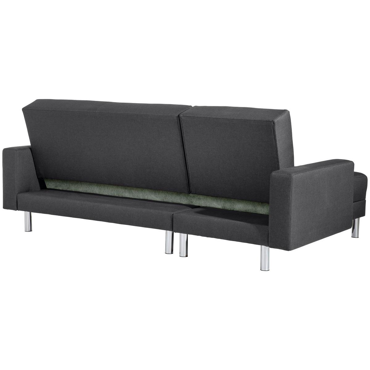 FUNKTIONSSOFA mit Hocker Katryna Flachgewebe graphit - Graphitfarben, Kunststoff (144/92/230cm) - 58aufmkessel