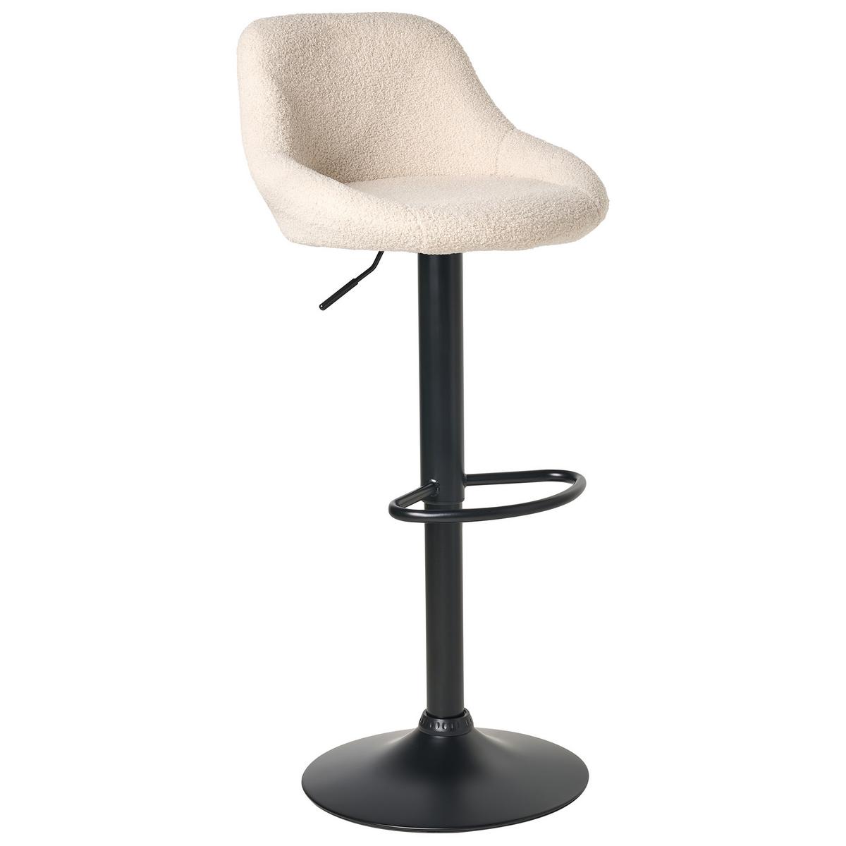 BARHOCKER 2er-Set Bouclé drehbar Hellbeige Medulin - Beige/Schwarz, Textil (47/83/39cm) - Beliani