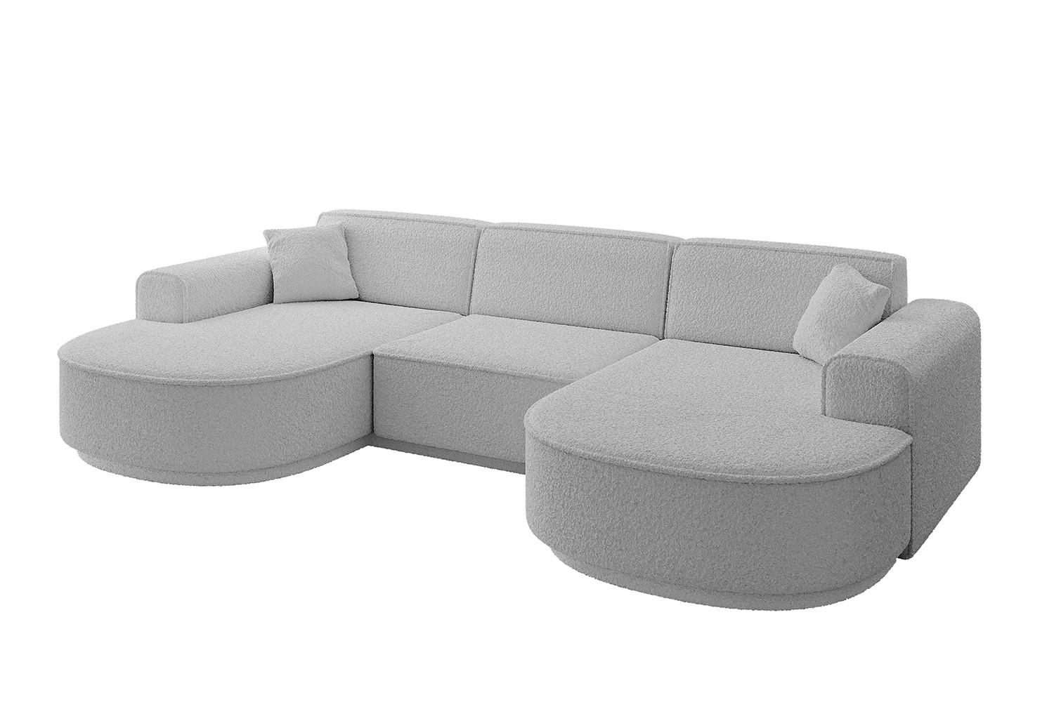 WOHNLANDSCHAFT MARI-U1-v3 - 303x171x83 cm Hellgrau Bouclé - Hellgrau/Schwarz, Holzwerkstoff/Kunststoff (303/83/171cm) - ALTDECOR