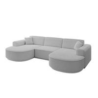 WOHNLANDSCHAFT MARI-U1-v3 - 303x171x83 cm Hellgrau Bouclé - Hellgrau/Schwarz, Holzwerkstoff/Kunststoff (303/83/171cm) - ALTDECOR
