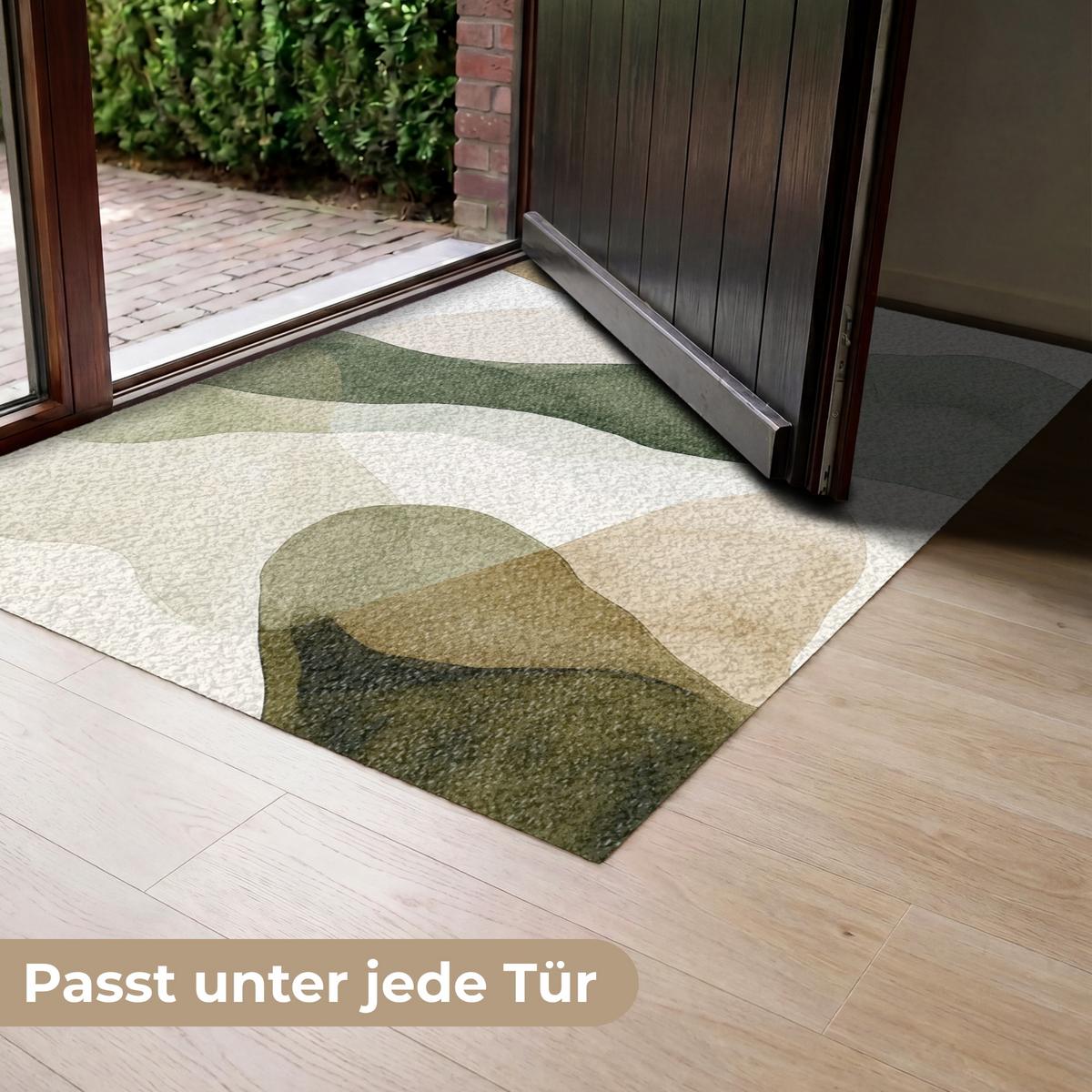 FUSSMATTE Japandi - Abstrakt - Grün Schmutzfangmatte 120x80 cm - Multicolor, Kunststoff (120/0.4cm) - MuchoWow