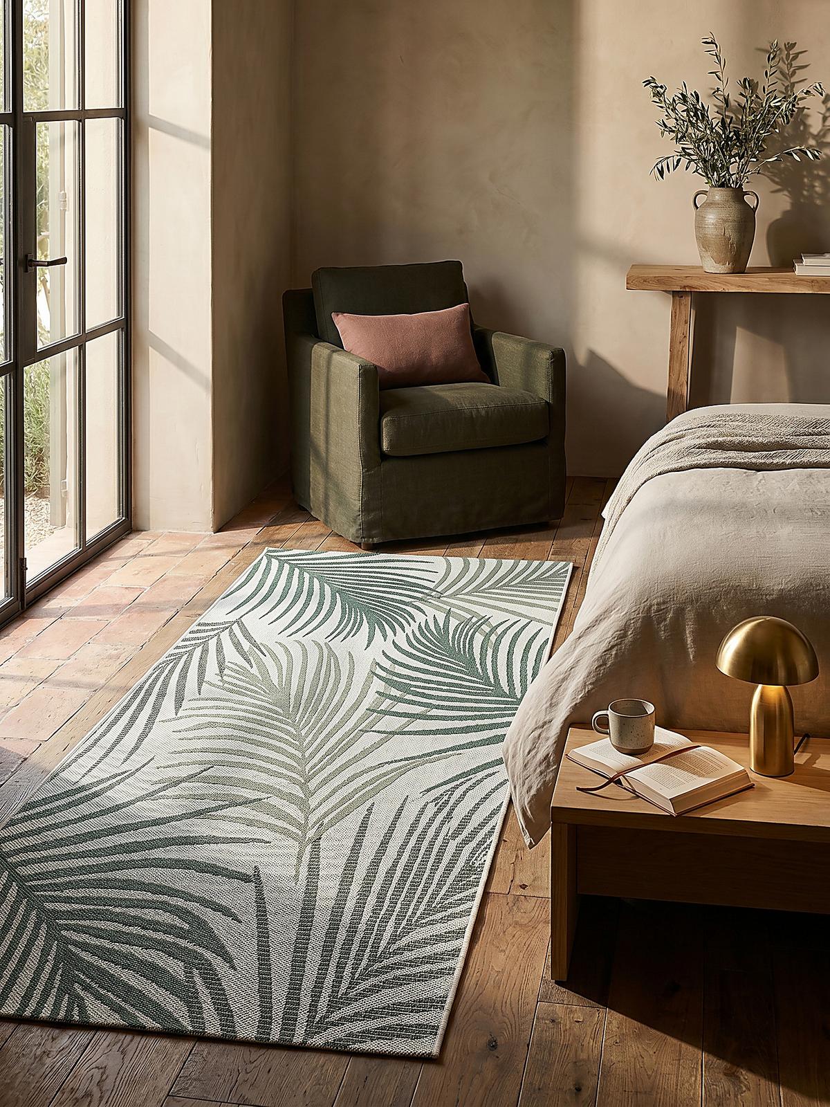 TEPPICHLÄUFER Palmblätter BORNO Polypropylen Grün 80 x 200 cm - Grün, Textil (80/200cm) - KADIMA DESIGN