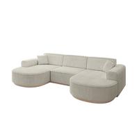 WOHNLANDSCHAFT MARI-U1-v1 - 303x171x83 cm Creme Cord - Hellgrau/Creme, Holzwerkstoff/Textil (303/83/171cm) - ALTDECOR