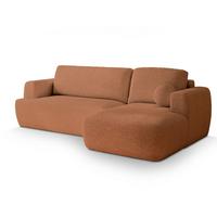 ECKSOFA SENTI N R-S Orange Boucle-Stoff mit Schlaffunktion - Schwarz/Orange, Holz/Kunststoff (246/148cm) - MASSENO