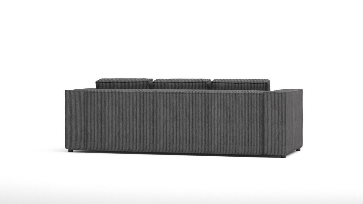 3-SITZER-SOFA Nova Grau Cord - Schwarz/Grau, Holz/Kunststoff (230/64/92cm) - S-Style Möbel