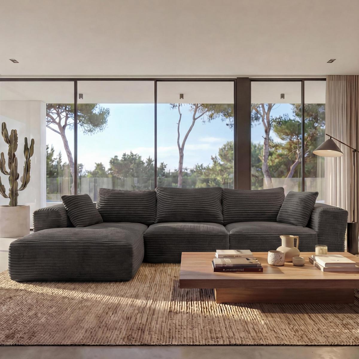 SOFA-GARNITUR Dunkelgrau - Dunkelgrau, Textil (276/58/154cm) - MCW