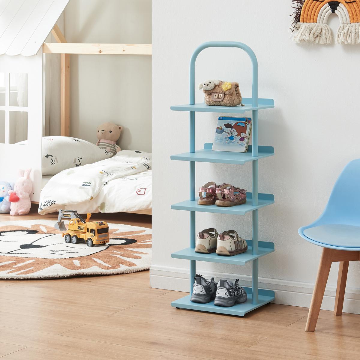 KINDERSCHUHREGAL Poytya - Blau, Metall (30/96/27cm) - [en.casa]