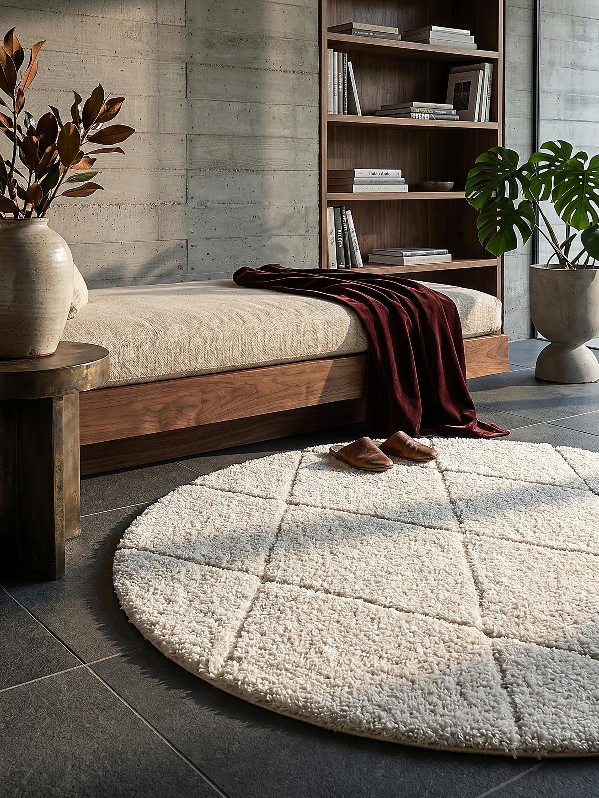 RUNDTEPPICH Berber ATRIO Polypropylen Creme 160 x 160 cm - Beige, Textil (160/160cm) - KADIMA DESIGN