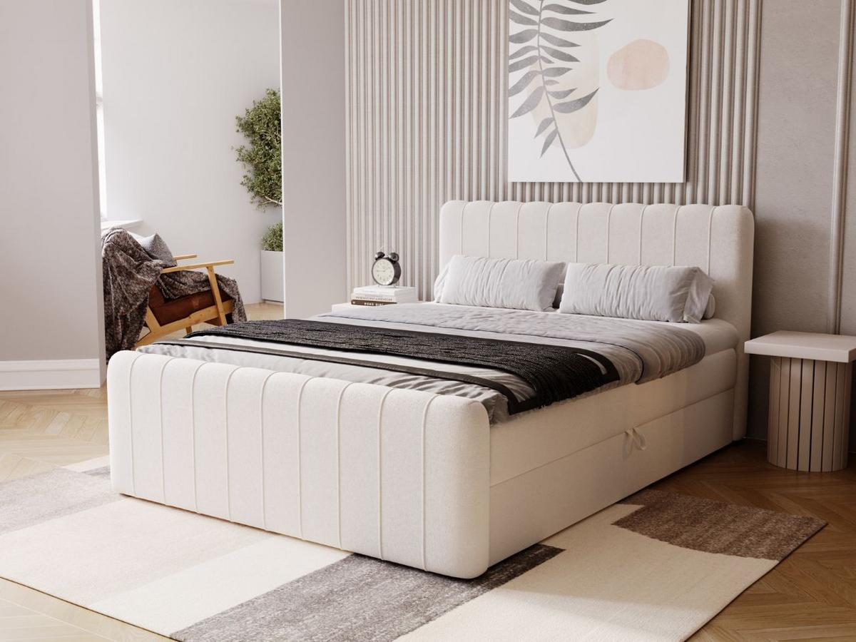 BOXBETT Osteno 180x200 Cremige - Creme, Holz/Textil (180/200cm) - Graingold