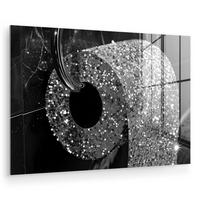 ACRYLGLASBILD WC - Toilettenpapier - Schwarz und weiß - Glitter Wanddeko 60x40 cm - Silberfarben, Glas (60/40cm) - MuchoWow