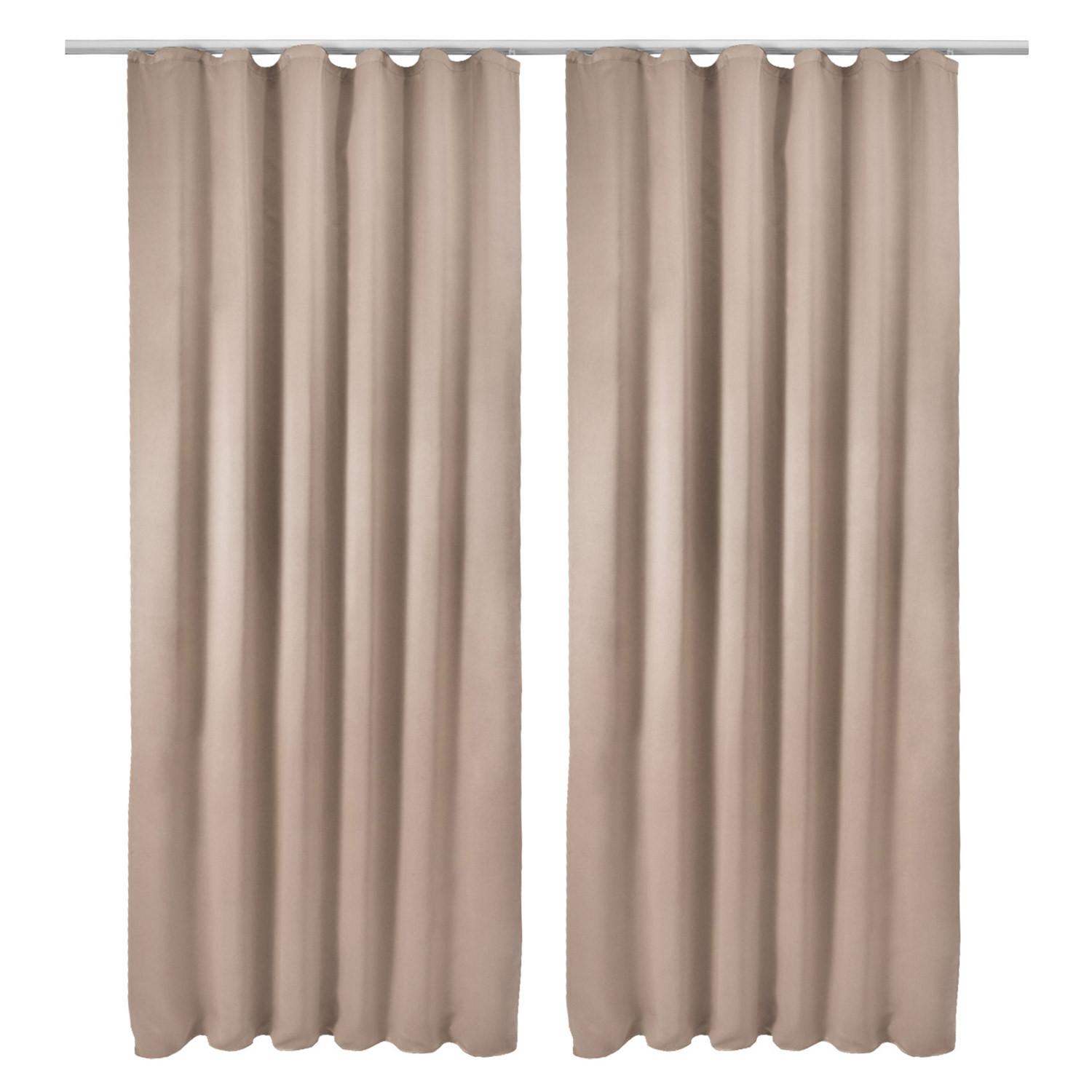 VORHANG Amelie BK mit Kräuselband 140x245cm Sand (2tlg) - Sandfarben, Textil (140/245/1cm) - Beautissu 