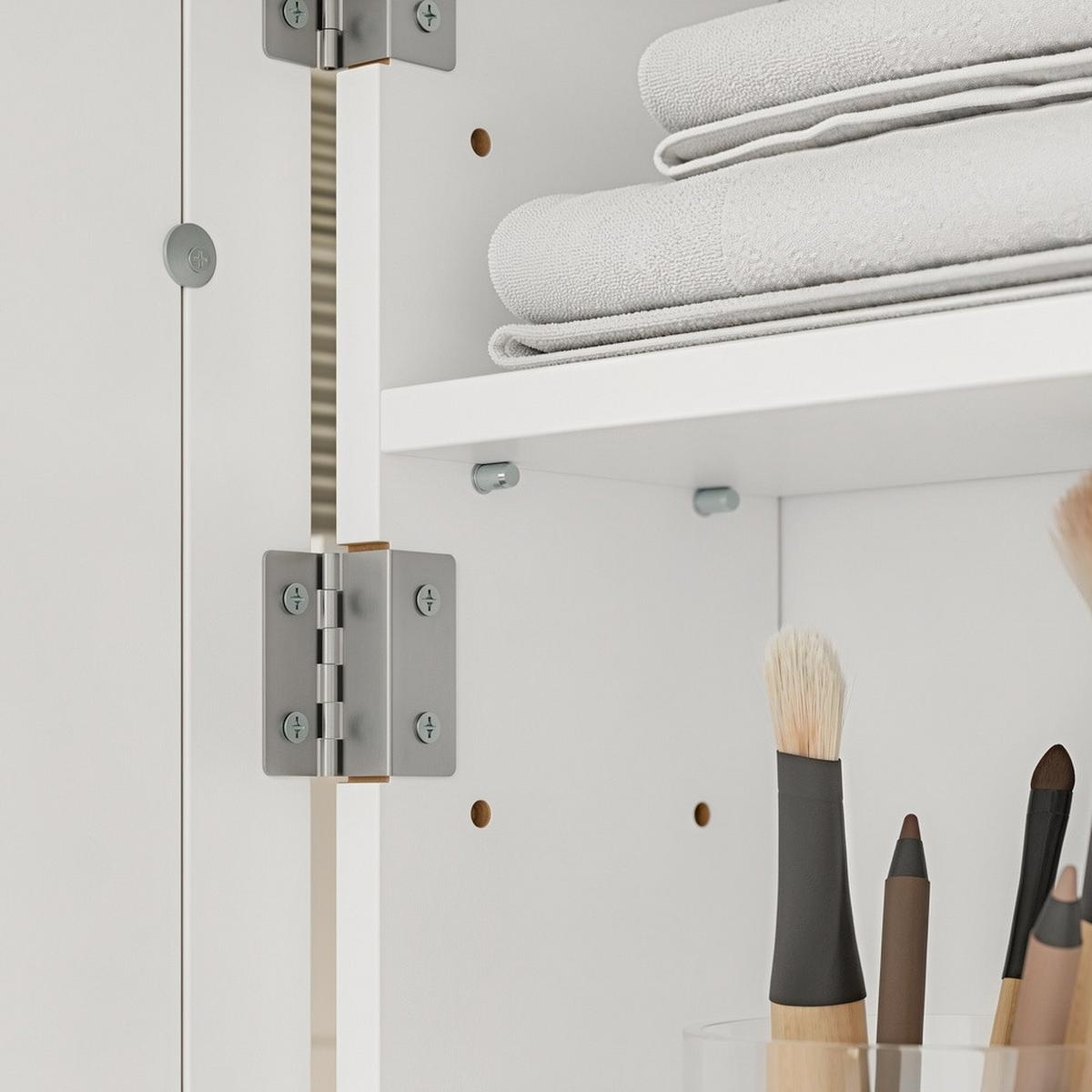 SPIEGELSCHRANK mit LED-Beleuchtung und Steckdosen BZR239-E-W - Ahornfarben, Fell (60/60/15.5cm) - SoBuy