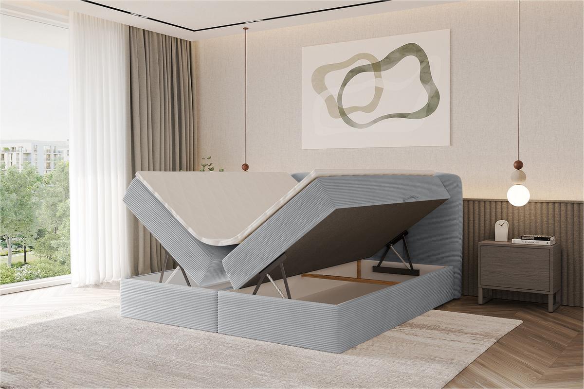 BOXBETT mit Matratze H4 - NINA - 180x200 cm Grau - Silberfarben, Holzwerkstoff (180/200cm) - ALTDECOR