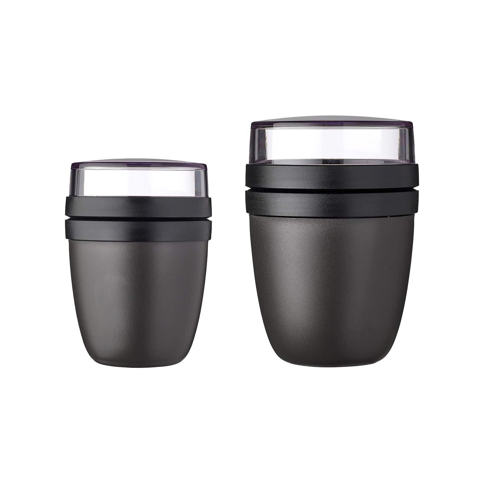 LUNCHPOT MINI + REGULAR Ellipse Nordic Black 2-tlg. - Schwarz, Kunststoff (2/2/2cm) - Mepal