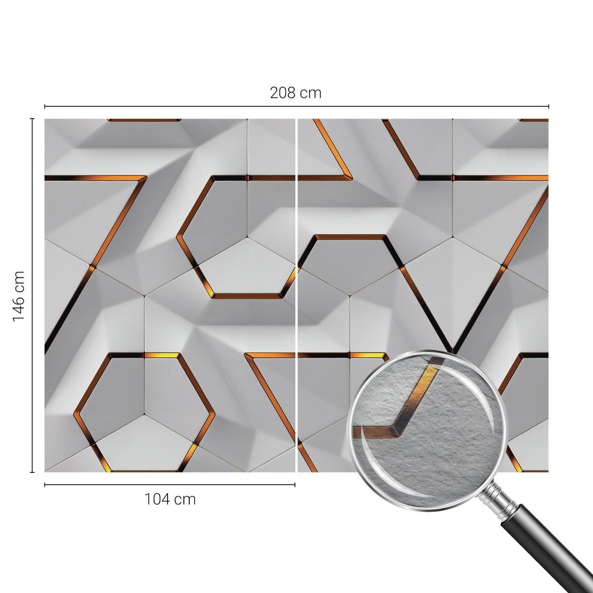 FOTOTAPETE 208x146 cm - Dreidimensionale Muster - Weiß, Textil (208/146cm) - Wallfluent