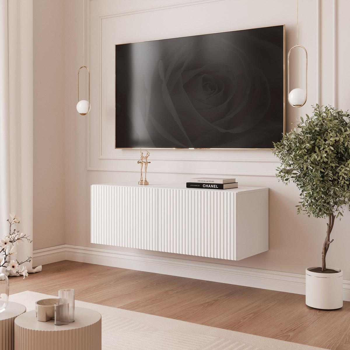 TV-LOWBOARD ANGEL Weiß hängend mit LED-Beleuchtung 100 cm - Weiß, Holzwerkstoff (100/36/40cm) - Idohome
