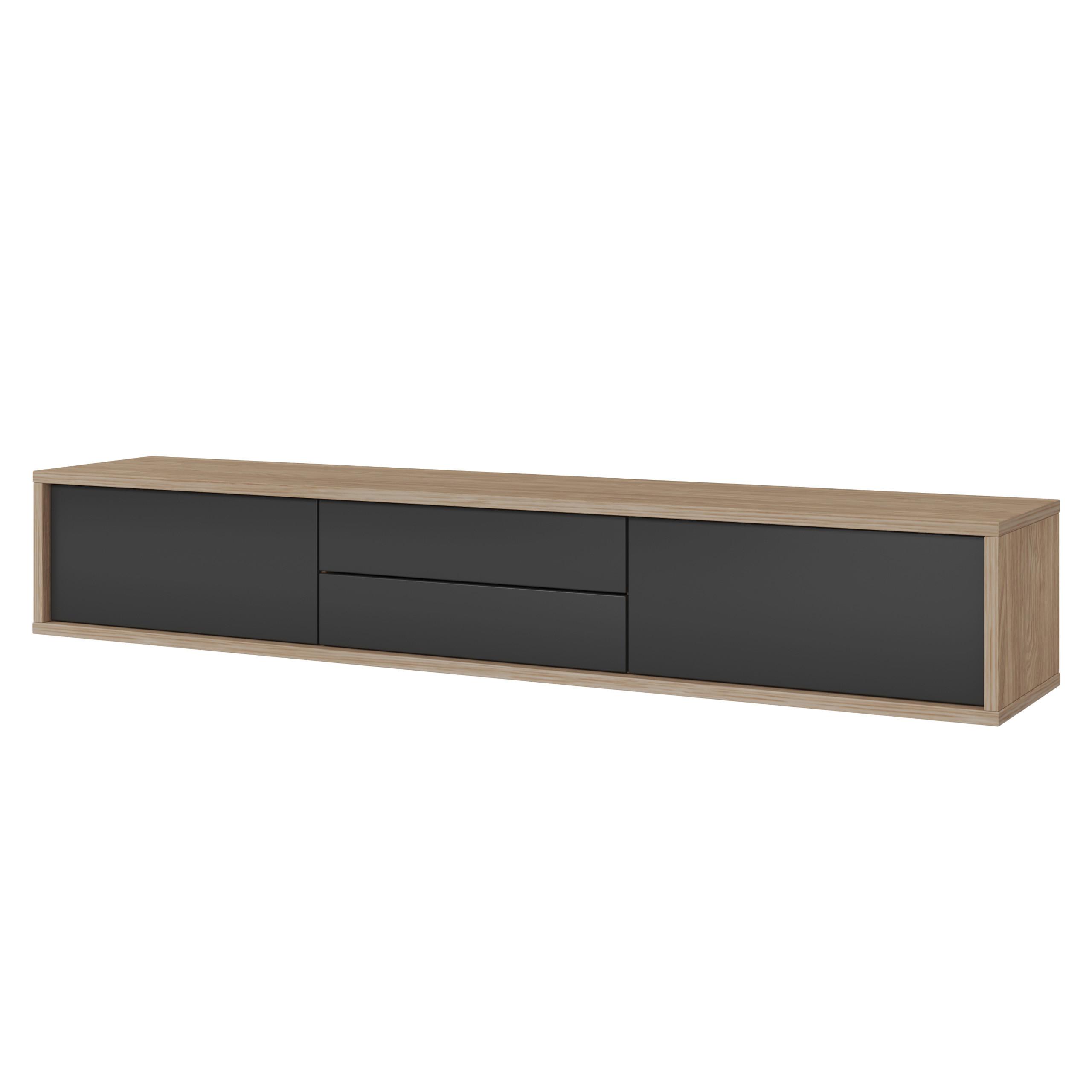 LOWBOARD LIVIA 180x36x32 cm mit 2 Schubladen und 2 Türen Eichefarben - Eichefarben/Anthrazit, Holzwerkstoff (180/32/36cm) - MASSENO