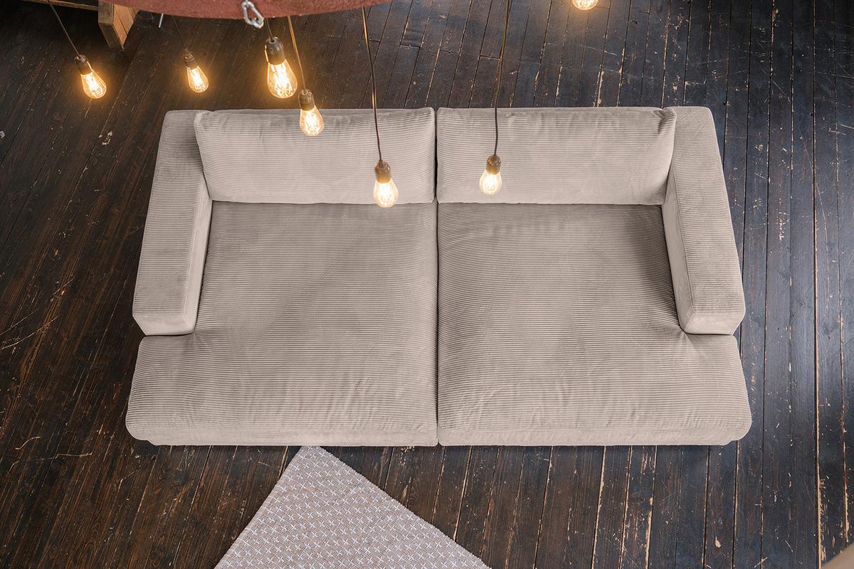 BIG SOFA-SET 6-TLG MADELINE Taupe Cord - Taupe/Schwarz, Kunststoff/Textil (290/85/170cm) - KAWOLA