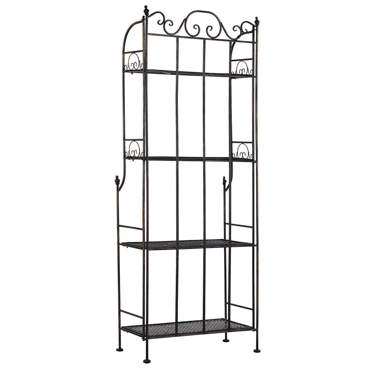 GARTENREGAL schwarz Metall 4 Ablageflächen klappbar Isernia - Goldfarben/Schwarz, Metall (61/155/29cm) - Beliani