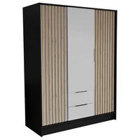 DREHTÜRENSCHRANK PELOR 150,5/200/51 cm Modern Kleiderschrank 3-türig Schwarz - Schwarz/Weiß, Holzwerkstoff (150.5/200/51cm) - MASSENO