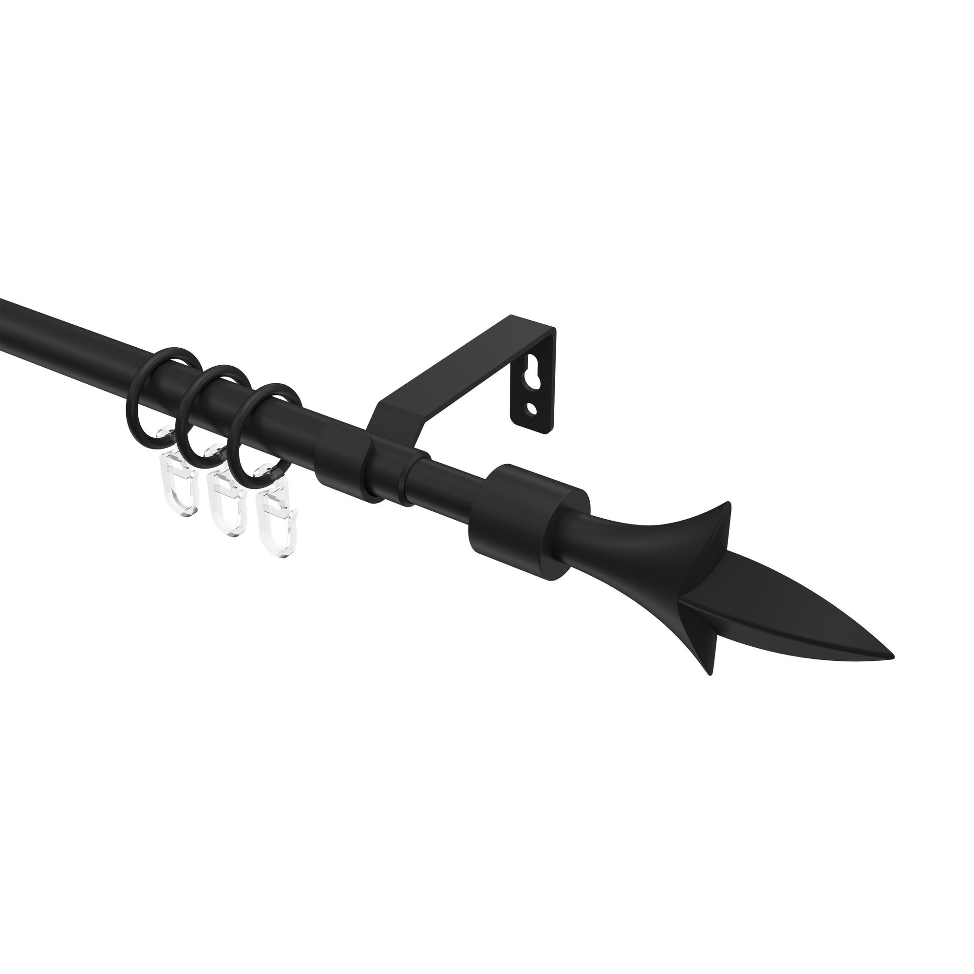 GARDINENSTANGE / TELESKOPSTANGE Hera Lily 160-300 cm, 1-läufig, 16/13 mm Ø Schwarz - Schwarz, Kunststoff/Metall (300cm) - INTERDECO