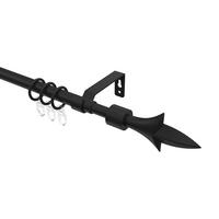 GARDINENSTANGE / TELESKOPSTANGE Hera Lily 70-120 cm, 1-läufig, 16/13 mm Ø Schwarz - Schwarz, Kunststoff/Metall (120cm) - INTERDECO