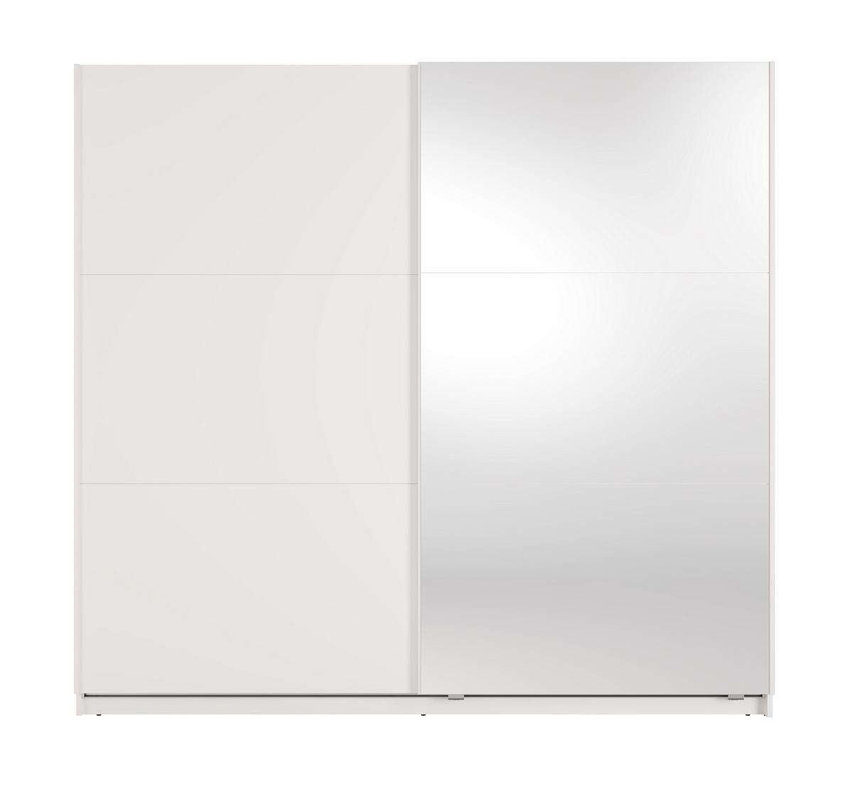 SCHWEBETÜRENSCHRANK Lunoria 221 cm Weiß mit Spiegel - 221/207/60 cm - Weiß, Holz/Holzwerkstoff (221/207/60cm) - AX Living