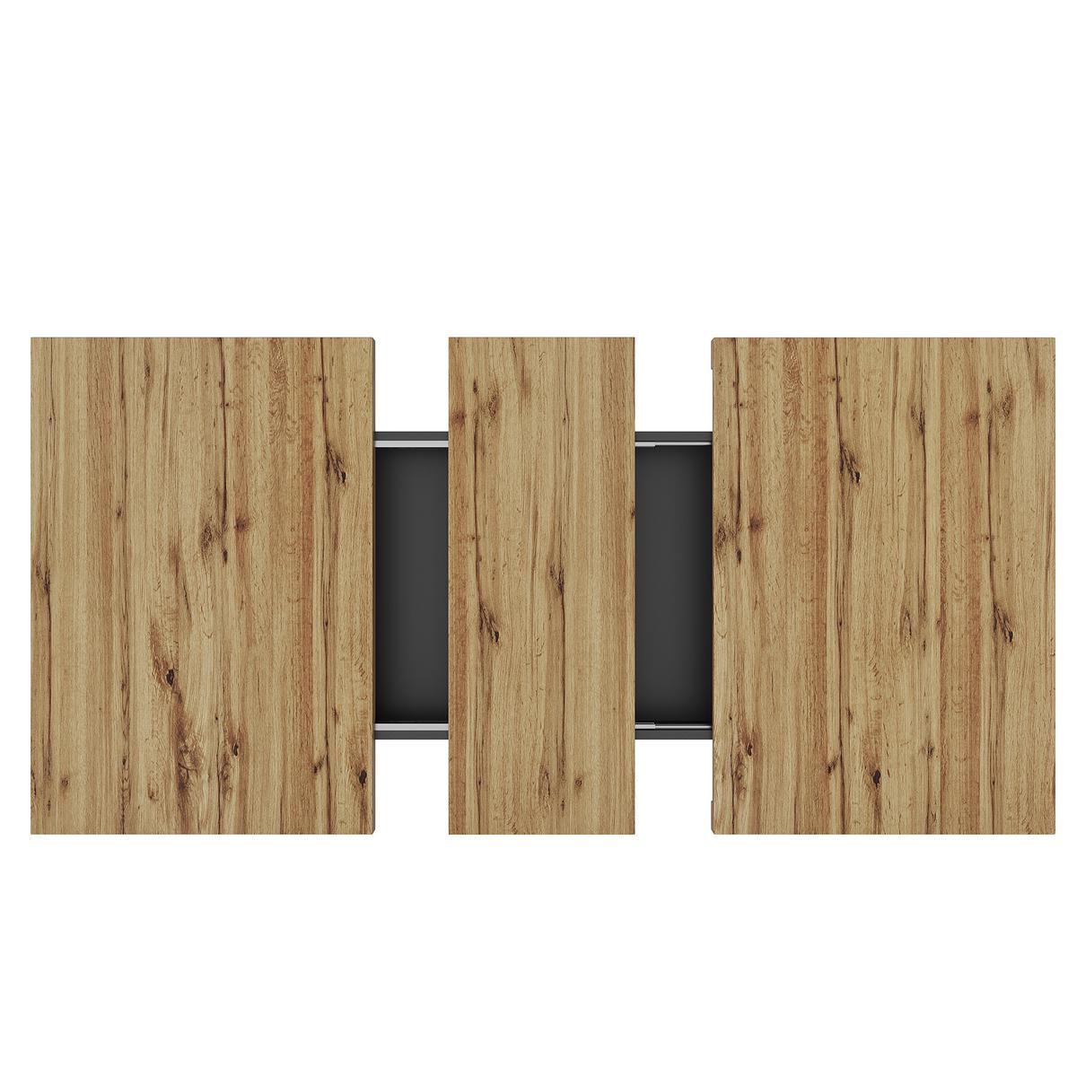ESSTISCH Ausziehbar 110-140cm Schwarz & Natur Teleskoptisch mit Stauraum - Naturfarben, Holzwerkstoff (80/110/75cm) - Urban Meuble