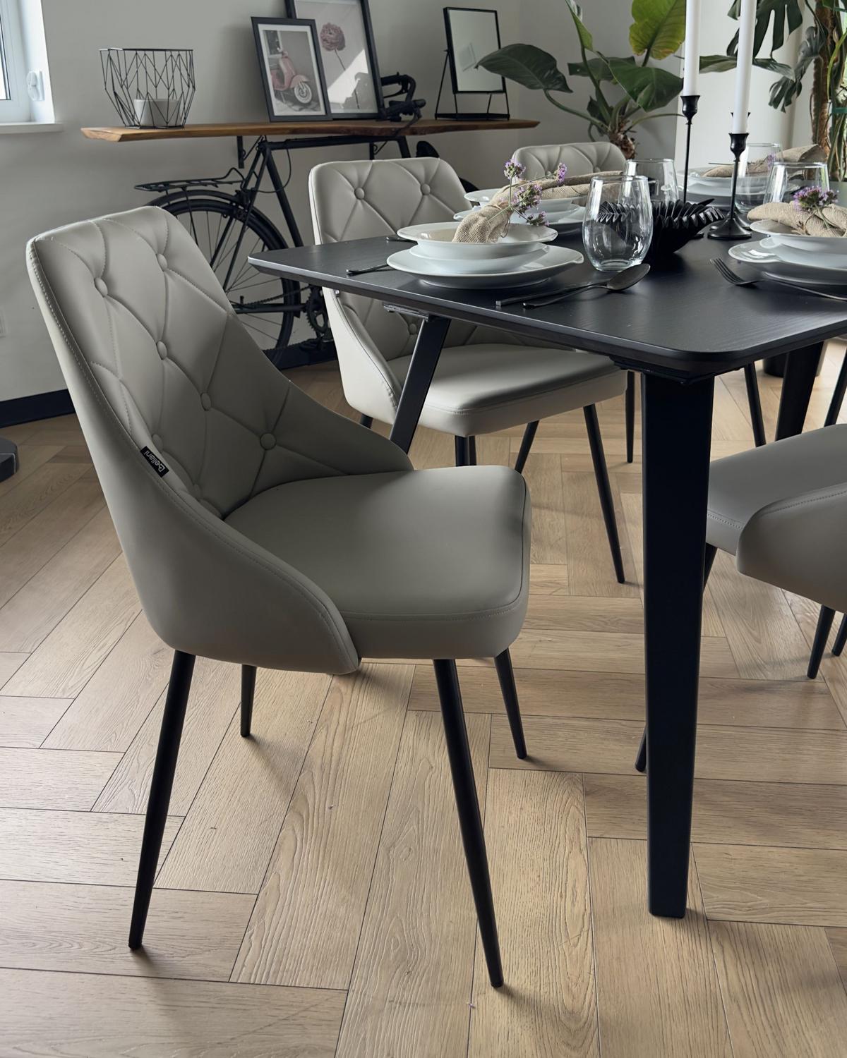 STUHL 2er-Set Kunstleder Grau Valerie - Grau, Textil/Metall (49/81/59cm) - Beliani