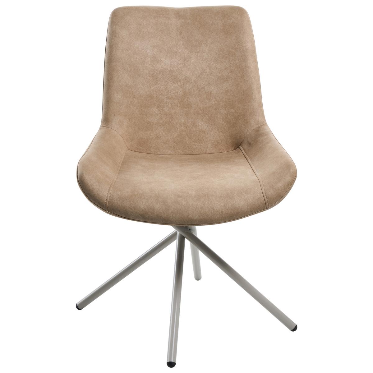 ESSZIMMERSTUHL 2er-Set Kunstwildleder Beige Hailey - Beige, Textil (56/85/56cm) - Beliani