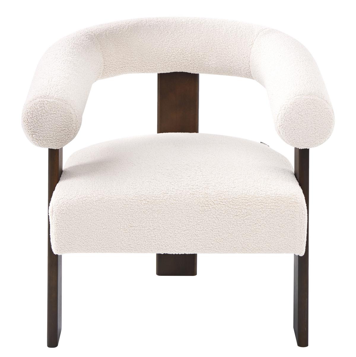 SESSEL Cremeweiß/Dunkelbraun Ilbro - Creme/Braun, Holz/Textil (77/76/68cm) - Beliani