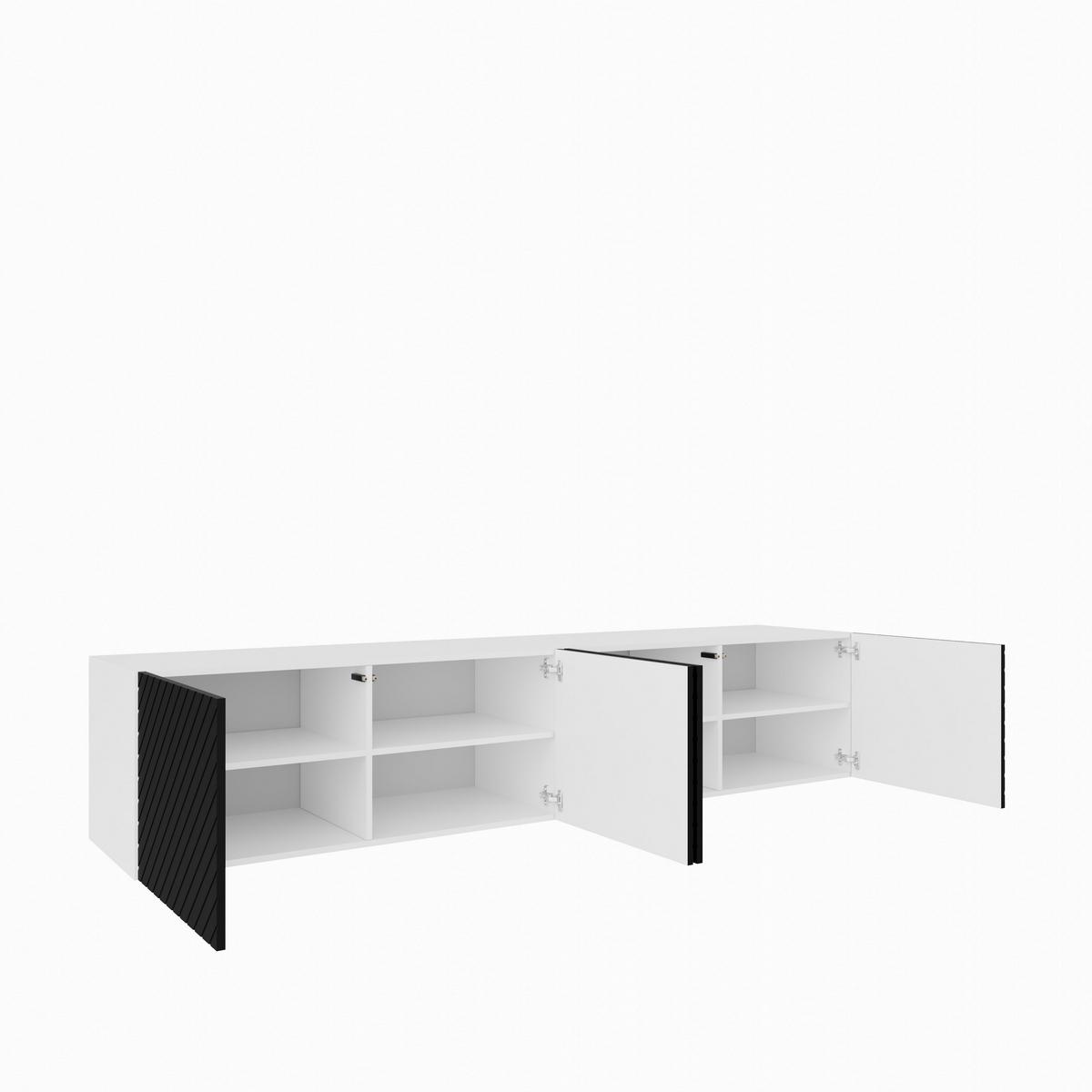 LOWBOARD CAVA 200/41/40 cm, Hängender TV-Schrank Weiß / Schwarz - Schwarz/Weiß, Holzwerkstoff (200/41/40cm) - MASSENO