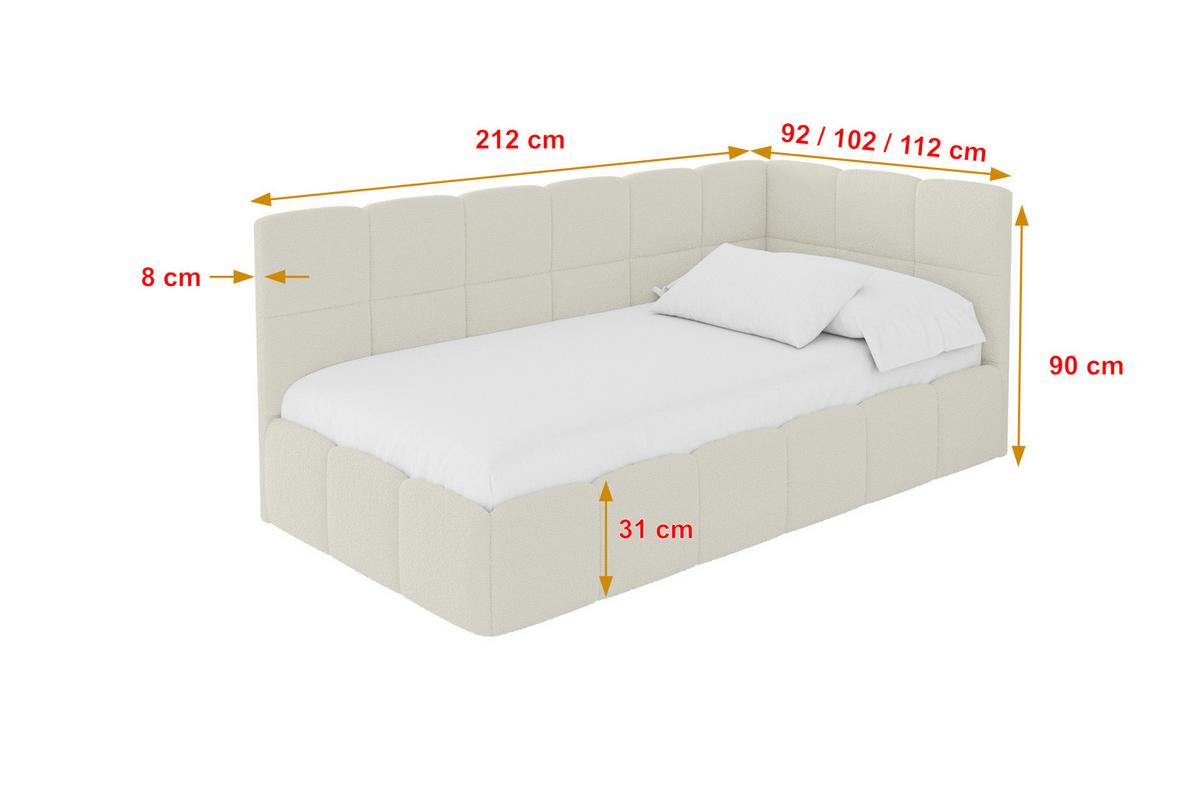 EINZELBETT Jugendbett mit Bettkasten Links, mit Matratze - LIVY 100x200 Beige - Hellbraun, Holzwerkstoff/Textil (100/200cm) - ALTDECOR
